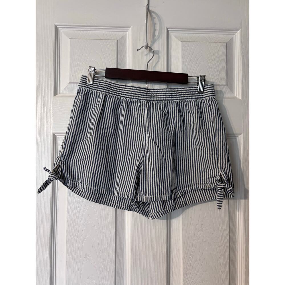 Madewell Shorts Women's Size Small Blue & White Vertical Stripes 100% Cotton